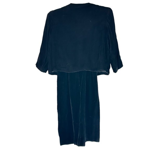 Vintage 60s Velvet Suit Dress Small Party ILGWU USA Black Jacket Audrey Hepburn - Picture 3 of 15